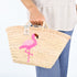 Flamingo Embroidered Basket 🦩- Tropical Handwoven Summer Tote